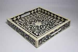 Rectangle de plateau de service en bois sculpté à la main antique de qualité supérieure personnalisé pour la cuisine à domicile et la table à manger. - Product Image 3