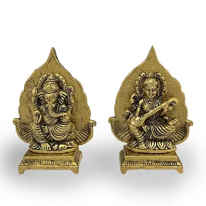 Estátua do templo ganesha lagshmi, murti idol, showpiece com diya para diwali, itens de presente do templo de escritório em casa