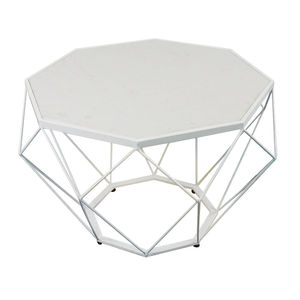 SFBT026 Modern Marble <b>Sofa</b> <b>Table</b> Dimond Collection with White Frame and Decorative White Marble Top - Product Image 1