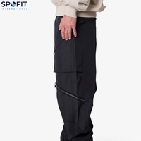 Jean baggy homme en coton 100% brodé, coupe droite, taille mi-haute, style streetwear, tissé, délavé, collection automne
