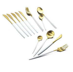 Cubiertos de acero inoxidable Juego de cubiertos de latón dorado pulido de acero espejado Cubiertos Proveedores al menor costo - Product Image 6