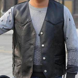 Bonne qualité 100% cuir fait mode gilet prix raisonnable hommes vêtements gilet en cuir en Stock - Product Image 5