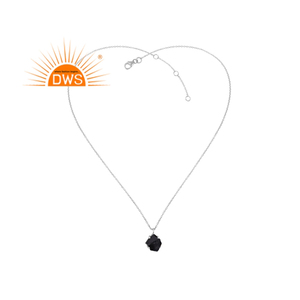 Best Selling Fine Sterling Silver Natural Black Obsidian Gemstone Pendant Necklace Custom Jewelry Manufacturer - Product Image 1