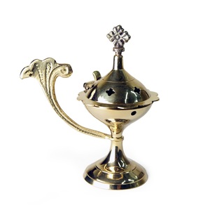 Brûleur d'encens Bakhoor DesignerGold, la plus haute qualité, en laiton artisanal, brûleur d'Oud arabe pour fournisseur en gros par l'Inde - Product Image 1