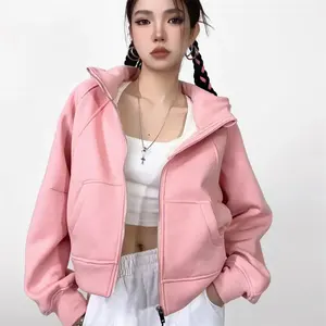 เสื้อฮู้ดมีซิปตัวหนาแนวสตรีทเสื้อสเวตเตอร์ตัวสั้นสีพื้นทรงหลวมสำหรับฤดูหนาวและ2024 Y2K ฤดูใบไม้ร่วง - Product Image 6