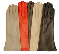 Guantes de Piel de Cordero Genuina de Alta Calidad, Largos, Térmicos, Lisos, para Mujer, Moda de Invierno