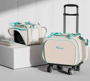 ELEVE Classic Style Extendable <b>Pet</b> <b>Carrier</b> Bag Solid Oxford Breathable Mesh Front Back Expansion Portable Cat Dog Travel Bag - Product Image 2