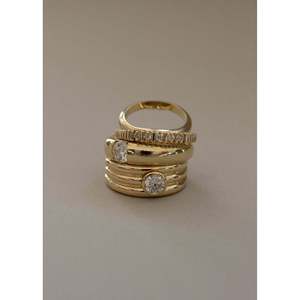 Franoise Simple <b>Opening</b> <b>Ring</b> Fashionable Layered Ellipse Diamond Inlay Bezel Setting Stainless Steel Brass for Engagement - Product Image 3