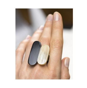 Anillo de Cuerno de Búfalo, Estilo Vintage, Hecho a Mano, Duradero, Estilo Animal Natural, Accesorio de Moda Unisex para Bodas y Fiestas - Product Image 1