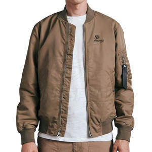 Blouson aviateur d'hiver pour hommes à col montant sur le devant avec logo personnalisé en gros-Écologique Respirant 100% Polyester - Product Image 1