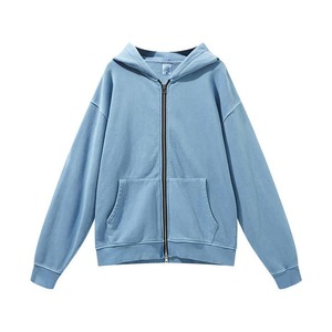 Service OEM Vente en Gros Sweat à Capuche d'Automne pour Hommes avec Fermeture Éclair 100% Coton de Haute Qualité Poids Lourd Vintage Lavage à l'Acide Surdimensionné Respirant - Product Image 5
