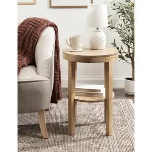Home Living Room Mini Furniture Round Side Table End Table Bamboo Coffee Table Home Furniture With Natural Finish