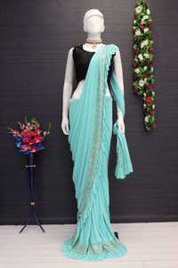 Speciale Feestkleding Nieuw Designer <span class=keywords><strong>Saree</strong></span> Met Mouwloos Blouse Stuk Van Indiase Fabrikant