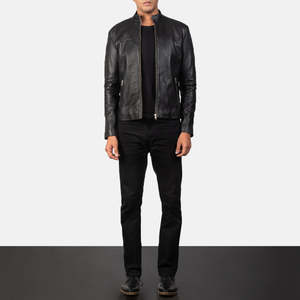 Adornica ODM Genuine <b>Sheepskin</b> and Cowhide Leather Biker <b>Jacket</b> Black Reversible XS Size for Autumn Season Coated Processed - Product Image 4