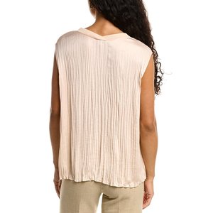 Blusa da donna Vince senza maniche con doppio scollo a V in chiffon rosa francese lavorato a maglia, ricamata vintage, tinta unita, taglie XS-XL, per l'autunno - Product Image 2