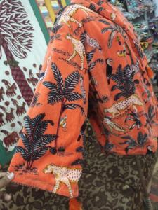 Chaqueta de Bata de terciopelo de algodón para mujer, tamaño libre para el hogar o el vestido nupcial, temporada de primavera y verano con estampado de Safari en la jungla - Product Image 2