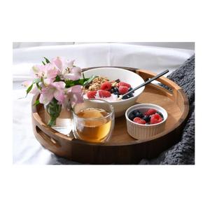 Grand plateau de service en bois avec poignées Plateau décoratif en bois d'acacia multi-usage pour cuisine salon - Product Image 1