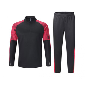Ensemble d'entraînement de football pour hommes personnalisé OEM, cardigan à manches longues à séchage rapide, demi-zip, vêtements de sport, découpe automatisée - Product Image 1