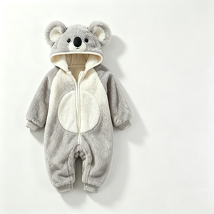 Mono de Bebé Personalizado con Capucha de Felpa de Koala Gris, Traje de Animal para Recién Nacido, Mono de Exportación Global UUUU40 - Product Image 3