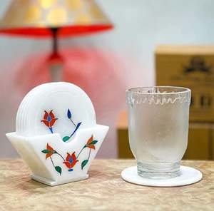 Posavasos de té de mármol elegante para el hogar, juego de posavasos de té de mármol hecho a mano, posavasos de té de mármol de lujo para bebidas de Artisan Craft - Product Image 1