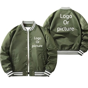 Veste universitaire de couleur unie de qualité supérieure pour hommes, uniforme de baseball ample à la mode, veste bombardier en toile imperméable et coupe-vent, veste décontractée - Product Image 5