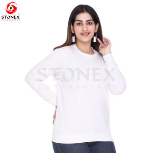 Venta al por mayor de manga larga de cuello redondo Crop Top Casual Solid Loose Fit Workout Cropped Pullover sudadera para las mujeres - Product Image 3