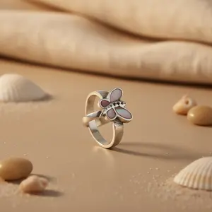 925 <b>Silver</b> Butterfly <b>Adjustable</b> Cluster <b>Ring</b> for Women Fashionable Stainless Steel Eternity Inlay Jewelry Rhodium Plating Gift - Product Image 3