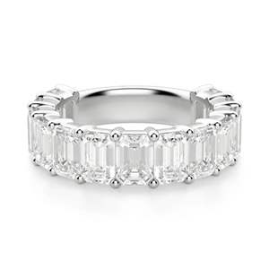 Diamante de corte esmeralda Semi Eternity Wedding Band para mujer - Product Image 1