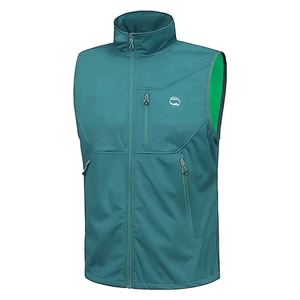 Gilet Softshell léger pour homme Veste sans manches imperméable avec col montant et logo sur le devant pour voyage, randonnée et course à pied - Product Image 1