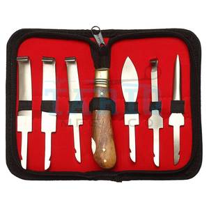 Kit de couteau à sabot de maréchal-ferrant en acier inoxydable de haute qualité avec lames droites manche en bois caractéristiques de sécurité Instruments vétérinaires - Product Image 5