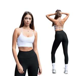 Conjunto de Yoga Ecológico de 2 Piezas para Mujer, Top Deportivo de Cintura Alta y Leggings de Malla de Spandex/Nailon con Cintura Elástica - Product Image 5