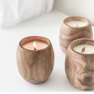 Porte-bougie en bois naturel de luxe fait à la main avec couvercle Décoration de Noël écologique pour la maison Pots à bougies - Product Image 3