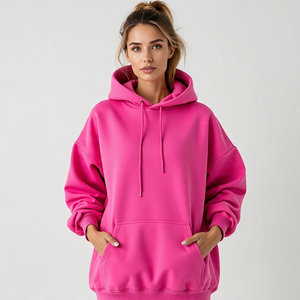 2024 mujeres gota hombro Sudadera con capucha a prueba de viento Casual suelta Fit Sudadera con capucha señoras tela pesada 450 GSM pulóver Sudadera con capucha Mujer - Product Image 5