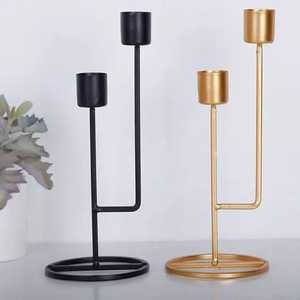 Bougeoir moderne en métal doré de luxe, double cône torsadé, support de bougie, centre de table pour mariage, décoration de la maison, unique - Product Image 2