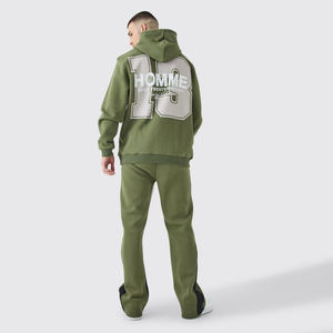 100% Cotton Breathable Printed Fleece Pullover Sweatshirt Set <b>Oversized</b> Hoodie Sweatpants Jogger <b>Cargo</b> <b>Pants</b> Tracksuits Men - Product Image 2
