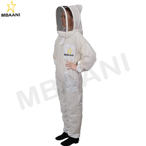 Traje de abeja de 3 capas con velo de esgrima y un par de guantes Traje de apicultura ventilado a prueba de picaduras para apicultores - Product Image 3