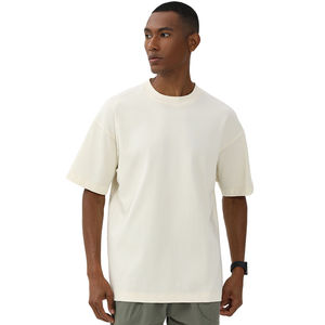 Suministro de fábrica de algodón O cuello camisetas para hombres Drop Shoulder Plain Casual Wear camisetas simples - Product Image 1