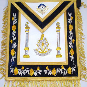 Delantal de Regalia de EE. UU. personalizado masónico de la mejor calidad, hecho en fábrica, con DELANTAL de Lodge azul, cuello bordado a mano, cuero - Product Image 6