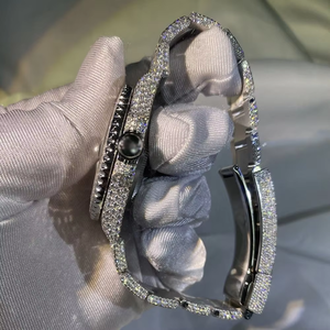 Nouvelle montre de luxe édition limitée squelette glacée hip-hop unisexe ETA avec diamant moissanite original en or blanc et verre - Product Image 3