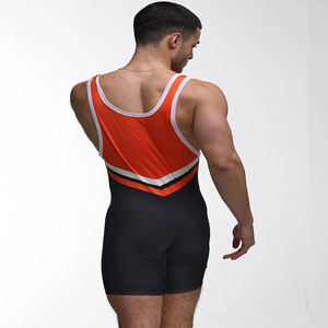 Wholesale High Quality Custom Design <b>Men</b> Gym Singlet Full Sublimation Customized Breathable Polyester/Spandex Wrestling Singlet - Product Image 5