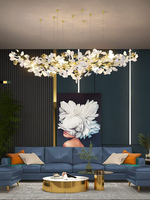 Luminaire suspendu LED en forme de feuille de Ginkgo de style nordique personnalisable, réglable en hauteur, adapté à l'éclairage des tables à manger et aux halls d'hôtels