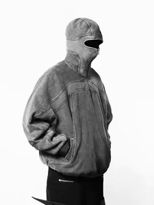 Sweat à capuche personnalisé en polaire épaisse polyester/coton, coupe régulière, délavé à l'acide, avec logo graphique, idéal pour l'hiver – Vente en gros de haute qualité - Product Image 4