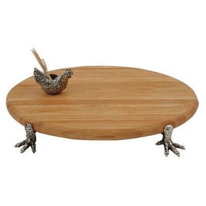 Tabla de cortar de tortuga de madera de acacia con asas plateadas Ideal para platos de queso Aperitivos y vajilla decorativa - Product Image 4
