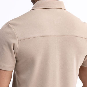 100% Poplin Cotton Casual <b>Summer</b> <b>Shirt</b> <b>Men</b> Customizable Beige Eco-Friendly Printed Design Breathable Anti-Wrinkle Short Sleeve - Product Image 5