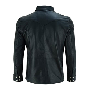 Camisas Casuales de Cuero 100% para Hombre OEM, Ropa de Invierno Transpirable de Alta Calidad con Manga Larga, Cómoda e Impermeable con Frente de Lona - Product Image 2