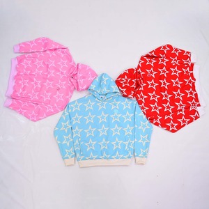 Sudadera con capucha pullover Cordón de gran tamaño estrella impresa streetwear diseñador vintage peso medio al aire libre tendencia hombres sudaderas con capucha - Product Image 5