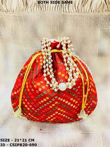 Indian Handcrafted Fabric Potli Batua <b>Clutch</b> <b>Embroidered</b> Wedding Favors and Return Gifts for Special Celebrations! - Product Image 2