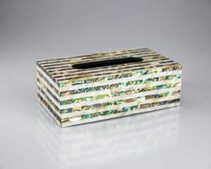 Elegante Caja para Pañuelos Hecha a Mano con Incrustaciones de Hueso y Nácar con Diseño Floral, Perfecta para Logotipo Personalizado, Uso en el Hogar y Hostelería - Product Image 5