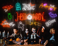 Enseigne néon LED fantôme BOO personnalisée, décorations de fenêtre électroniques tendance pour fête d'Halloween, accessoires de collier chaîne de raccordement
