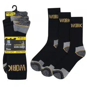 Wholesale Men's Cushioned Durable Cotton Work Gear Crew Socks with Moisture Wicking Sport Heavy Duty Work Socks